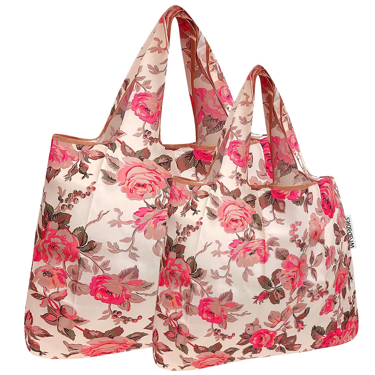 Wrapables Large & Small Foldable Tote Nylon Reusable Grocery Bags, Set of 2